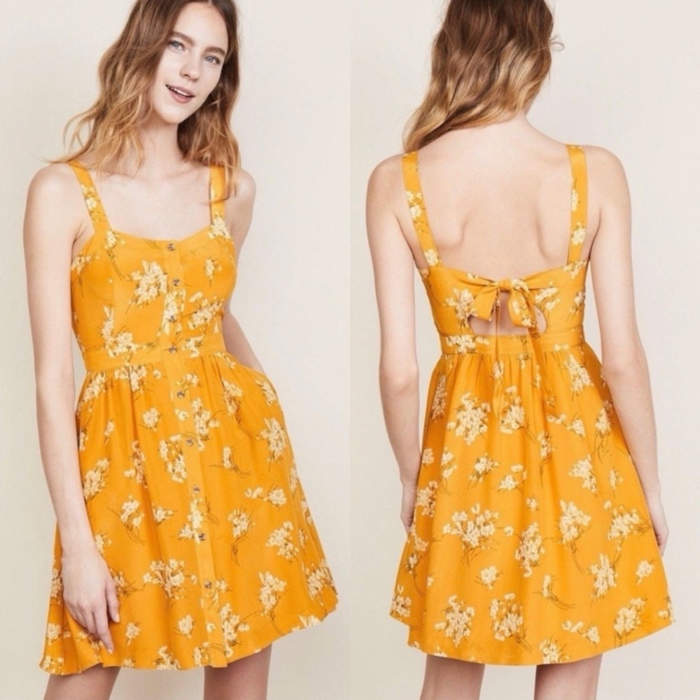 Madewell Silk Fleur Bow-Back Dress in Butterfly Garden